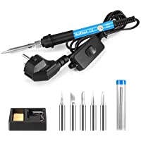 Kit de soldador WaxRhyed- 60W 220-240V Soldador de Estaño de Temperatura Ajustable 200℃~450℃- 5pcs Puntas- Soldador con…